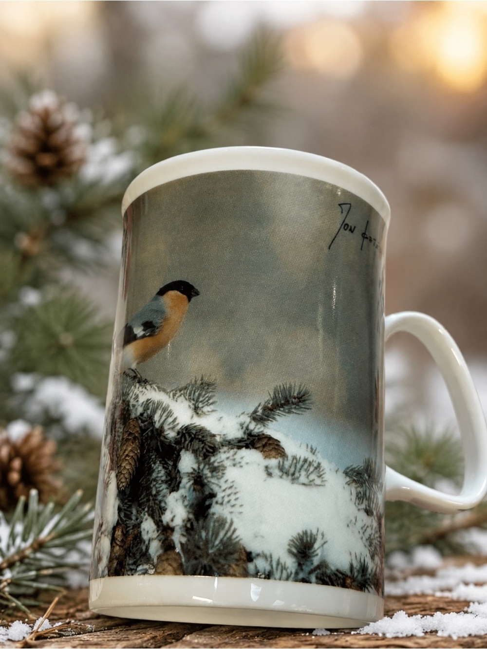 Villmarksserien Dompapp 2 Bullfinch Bird Mug Jon Østeng Hov Norwegian Wildlife P